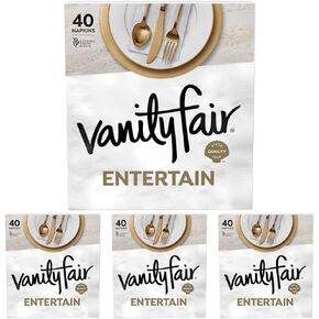 Vanity Fair Entertain Paper Napkins, 40 Count, Disposable Napkins Made For Entertaining And Events