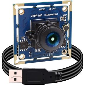 USB Camera Module 720P HD Webcam with 170 Degree Fisheye Wide Angle Lens IR Cut Embedded Web Camera for Industrial Machine Vision Support Microphone