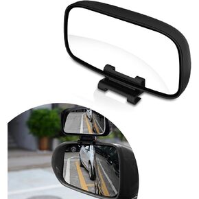 1 PC Car Blind Spot Mirror, 4.92In x 2.36In Wide Angle HD Adjustable Vehicle Rearview Mirror Accessories, Universal Waterproof Automotive Rearview Mirror Accessories (Black & Silver)