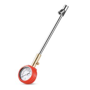 CZC AUTO Accurate Mechanical Tire Pressure Gauge, Straight on Foot Dual Head Truck Air Gage, Heavy Duty Dually Chucks 2" Large Dial Wheel Service Checker for Bus Car Motorcycle Bike, 0-160PSI 0-11bar