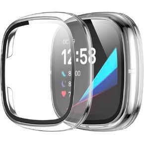 Compatible with Fitbit Sense/Fitbit Versa 3 Screen Protector Case Soft TPU Plated All-Around Protective Screen Cover Bumper shockproof Anti-drop for Fitbit Sense/Versa 3 Smart Watch (10pack)