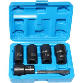 DPTOOL Lug Nut Remover Socket Set, Wheel Locking Stripped Nut Extractor Old Rusted Damaged Emergency Bolt Remove Twist Socket 17mm 19mm 21mm 22mm 24mm