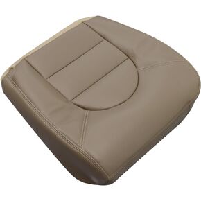 Front Driver Bottom Replacement Seat Cover Tan Microfiber Leather Compatible with Ford F250 F350 F450 F550 Lariat XLT, 1999 2000