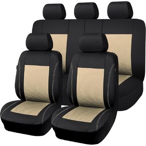 Flying Banner car seat Covers Full Set Velvet Cubic Massage New Protector Breathable Rear Bench Split Black Gray Beige 40/60 50/50 60/40 (Black, Full Set - High Back) in Saudi Arabia