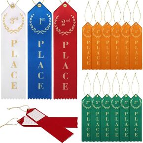 Chinco Award Ribbons, 60 Pieces Set, 1st 2nd 3rd Place Ribbons with Card and Rope for Kids Competition Sports Event School Contest, 5 Colors