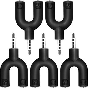 SaiTech IT 3.5mm Headphone Y Splitter Adapter Microphone Splitter Pole 3.5mm Male to 3.5MM Headphone+Microphone (MIC) Female Plugs Audio Stereo Converter Adaptor