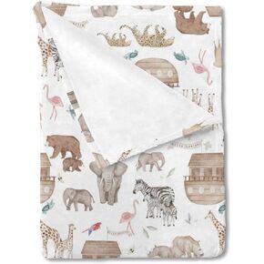 HawSkgFub Woodland Animals Neutral Baby Blanket Boy Girl Gift, Unisex Bear Fox Racoon Deer Flannel Fleece Nursery Bed Swaddle Receiving Blankets, Soft Newborn Toddler Infant Kid Crib Bedding 30 x 40