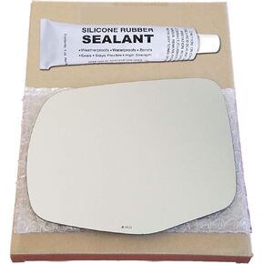 Mirror Glass Replacement + Silicone Adhesive for 2016-2022 Honda Pilot Driver Side - Flat Mirror (2016 2017 2018 2019 2020 2021 2022 16 17 18 19 20 21 22)