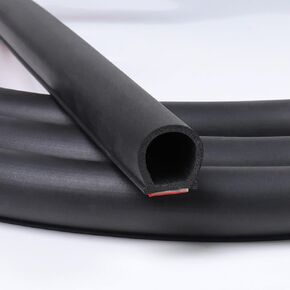 3/4"×3/4" D-Shape Weather Stripping 8Ft Heavy Duty Car Door Window Rubber Seal Strip Hollow with Bulb Gasket Weatherstrip(Self-Adhesive) for Automotive Truck RV Door Window Soundproof