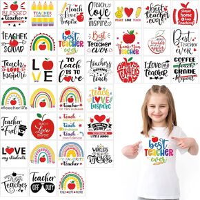 Teling 36 Sheets Teacher Iron on Transfers Inspirational Teacher Iron on Decals Motivational Boho Holiday Theme Teacher Transfers Iron on Patches for Gift Clothing Hats Tote Bag DIY(Boho)