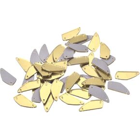MECCANIXITY 50pcs Sew on Acrylic Irregular Mirror Piece Flat Back DIY Mirrored Rhinestones Mirror Beads for Evening Dresses Cloth Garment Black 25x11mm