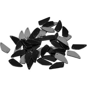 MECCANIXITY 50pcs Sew on Acrylic Irregular Mirror Piece Flat Back DIY Mirrored Rhinestones Mirror Beads for Evening Dresses Cloth Garment Black 25x11mm