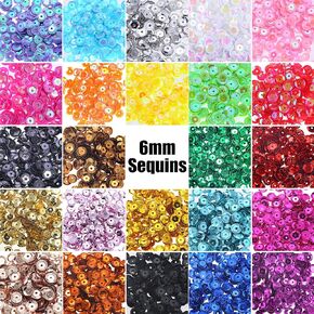 6MM Loose Sequins, 8400PCS Bulk Round Rainbow Cup Sequins Embroidery Sequins Iridescent Spangles Craft Mixed 24 Colors for Sewing Arts Crafts
