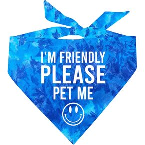 I'm Friendly Please Pet Me Dog Bandana (Royal Scrunch, OS151)