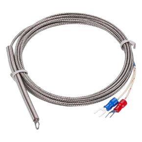 MECCANIXITY K Type Thermocouple Temperature Sensor PT100 4mm Ring High Temperature Probe 6.6ft Wire 0 to 600°C(32 to 1112°F) Stainless Steel