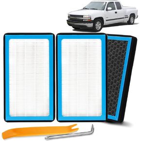 6001C Cabin Air Filter Compatible with Chevy Silverado 1500 Avalanche2500 Suburban 3500 Cadillac Escalade GMC Sierra Yukon Replaces Car Cabon Air Filters OEM CAF1707 Replacement