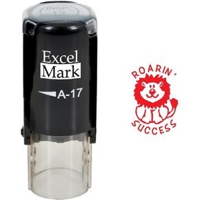 ExcelMark Round Teacher Stamp - ROARIN' Success - RED Ink