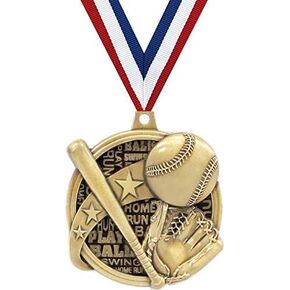 Baseball Medals - 2" Kudos Baseball, T-Ball Award Medals Gold Prime