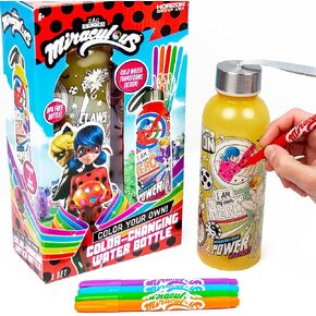 Miraculous Create Your Own Color-Changing Water Bottle, Color Your Own Water Bottle, Great For Travel & Road Trips, Sports & School, Creative Gift Idea, Arts & Crafts Activity Kids Ages 6, 7, 8, 9, 10
