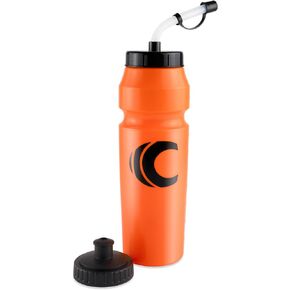 1 Liter Sports Water Bottle with Straw & Squeeze Lid, BPA Free, Leakproof, Great for Sports Requiring Helmets like Hockey Lacrosse Football Boxing (Black)