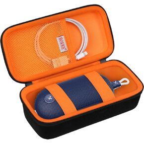 BOVKE Carrying Case Compatible with Blue Tees Golf Player Go Compact GPS Speaker Bluetooth Music & Audible GPS Portable Speaker, Mesh Pocket for Charging Cables, Black