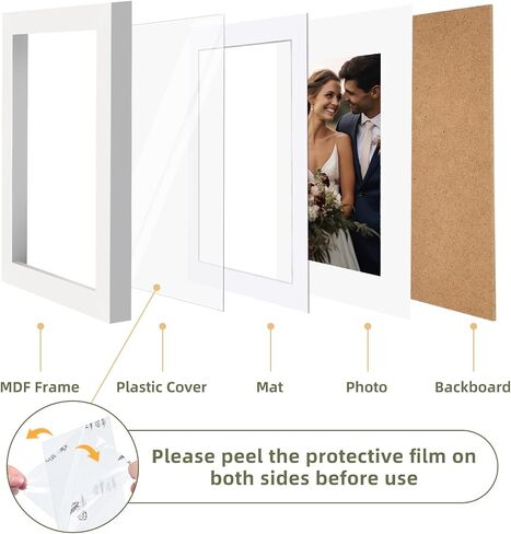 HappyHapi 5x7 Picture Frames, 7 Pack Photo Frames, Display Pictures 5x7 without Mat or 4x6 with Mat, Wall Hanging Photo Frame or Tabletop Display (White) in Saudi Arabia
