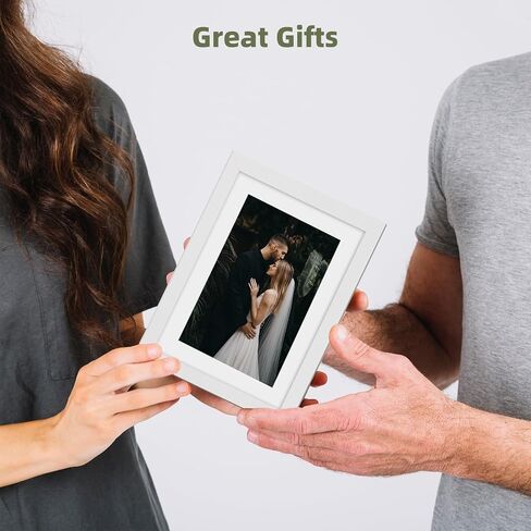 HappyHapi 5x7 Picture Frames, 7 Pack Photo Frames, Display Pictures 5x7 without Mat or 4x6 with Mat, Wall Hanging Photo Frame or Tabletop Display (White) in Saudi Arabia