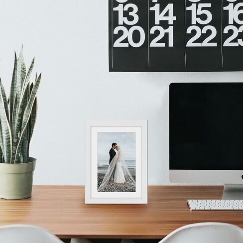 HappyHapi 5x7 Picture Frames, 7 Pack Photo Frames, Display Pictures 5x7 without Mat or 4x6 with Mat, Wall Hanging Photo Frame or Tabletop Display (White) in Saudi Arabia