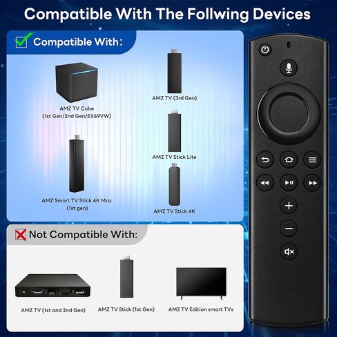 Replacement Remote Control L5B83H (2nd Gen) Fit for Fire AMZ Smart TV 3rd Gen,AMZ Smart TVs Stick(2nd/3rd Gen), Smart TV Cube, Smart TV Stick Lite 4K in Kuwait