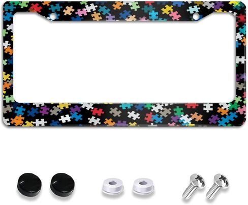 2 Pack Golden Marble License Plate Frame Holder Cover Car Accessories, Marble Black White Aluminum Car Tag Frame with 4 Holes Screws Novelty Auto Car Tag Decoration Accessory Gift for Women Men Female in Saudi Arabia