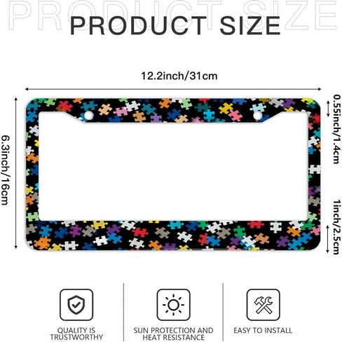 2 Pack Golden Marble License Plate Frame Holder Cover Car Accessories, Marble Black White Aluminum Car Tag Frame with 4 Holes Screws Novelty Auto Car Tag Decoration Accessory Gift for Women Men Female in Saudi Arabia