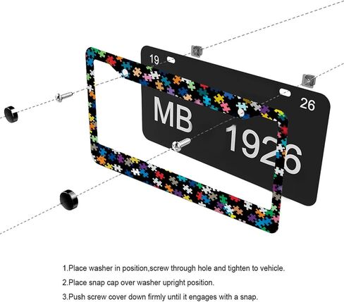 2 Pack Golden Marble License Plate Frame Holder Cover Car Accessories, Marble Black White Aluminum Car Tag Frame with 4 Holes Screws Novelty Auto Car Tag Decoration Accessory Gift for Women Men Female in Saudi Arabia