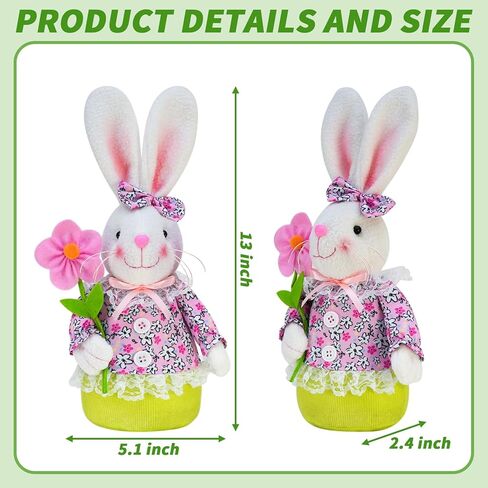 ديكورات أرنب عيد الفصح جنوم للمنزل، ديكورات الربيع، هدايا الربيع، ديكور مصنوع يدويًا من السويدية، تومتي قزم، دمية أرنب محشوة، قطيفة مع جزر وهدايا الزهور للأطفال in Kuwait