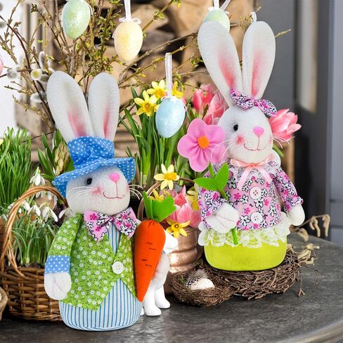 ديكورات أرنب عيد الفصح جنوم للمنزل، ديكورات الربيع، هدايا الربيع، ديكور مصنوع يدويًا من السويدية، تومتي قزم، دمية أرنب محشوة، قطيفة مع جزر وهدايا الزهور للأطفال in Kuwait