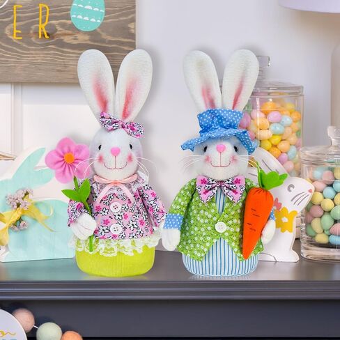 ديكورات أرنب عيد الفصح جنوم للمنزل، ديكورات الربيع، هدايا الربيع، ديكور مصنوع يدويًا من السويدية، تومتي قزم، دمية أرنب محشوة، قطيفة مع جزر وهدايا الزهور للأطفال in Kuwait