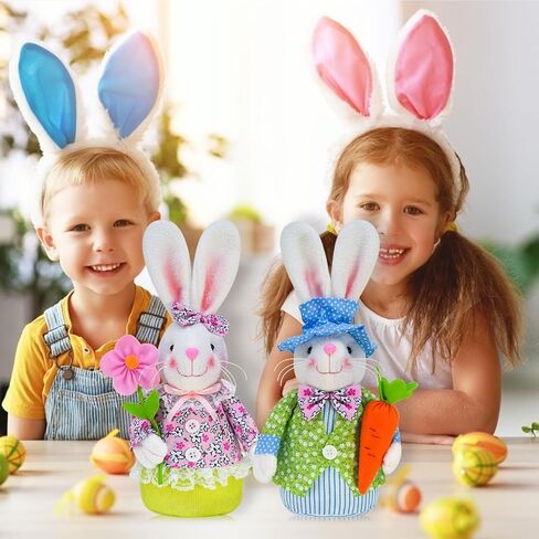 ديكورات أرنب عيد الفصح جنوم للمنزل، ديكورات الربيع، هدايا الربيع، ديكور مصنوع يدويًا من السويدية، تومتي قزم، دمية أرنب محشوة، قطيفة مع جزر وهدايا الزهور للأطفال in Kuwait
