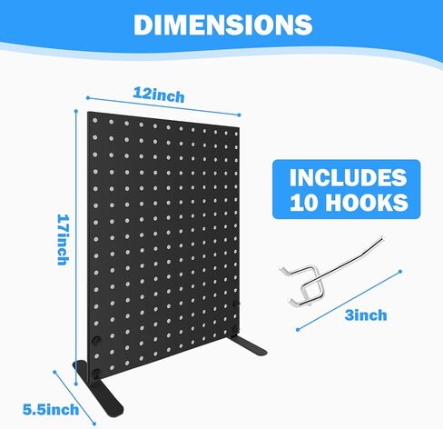 حامل عرض Pegboard مع 10 خطافات ربط لعروض البيع بالتجزئة والمعارض - رف عرض بضائع المنتجات المعدنية لبيع الملحقات، وحوامل العرض للبوتيك والمتاجر والبائعين والأحداث in Kuwait