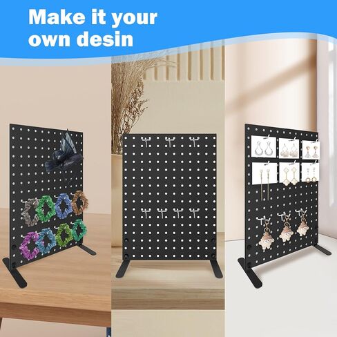 حامل عرض Pegboard مع 10 خطافات ربط لعروض البيع بالتجزئة والمعارض - رف عرض بضائع المنتجات المعدنية لبيع الملحقات، وحوامل العرض للبوتيك والمتاجر والبائعين والأحداث in Kuwait