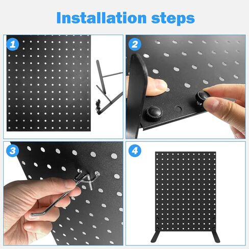 حامل عرض Pegboard مع 10 خطافات ربط لعروض البيع بالتجزئة والمعارض - رف عرض بضائع المنتجات المعدنية لبيع الملحقات، وحوامل العرض للبوتيك والمتاجر والبائعين والأحداث in Kuwait