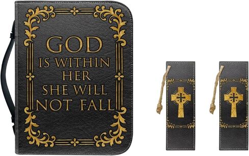 Bible Cover and Bookmarks Leather Bible Carry Case with Zipper Waterproof Church Bag for Men Women Size M-2XL in Saudi Arabia