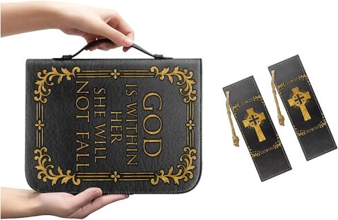 Bible Cover and Bookmarks Leather Bible Carry Case with Zipper Waterproof Church Bag for Men Women Size M-2XL in Saudi Arabia