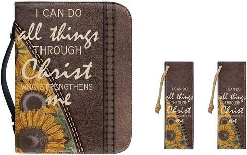 Bible Cover and Bookmarks Leather Bible Carry Case with Zipper Waterproof Church Bag for Men Women Size M-2XL in Saudi Arabia