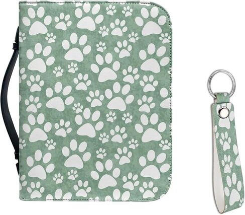 Dog Paws Print Bible Cover for Women Men Teens Girls Boys PU Leather Bible Cover Case Book Carrying Bag with Handle and Pocket Bible Organizer Pen Holder in Saudi Arabia