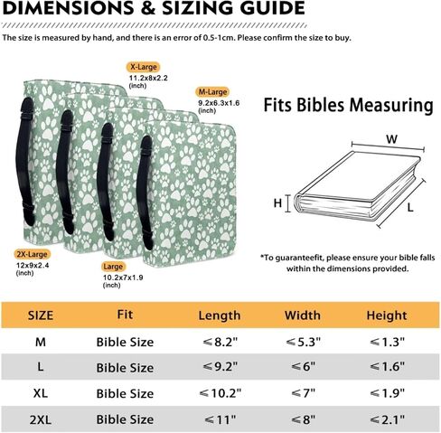 Dog Paws Print Bible Cover for Women Men Teens Girls Boys PU Leather Bible Cover Case Book Carrying Bag with Handle and Pocket Bible Organizer Pen Holder in Saudi Arabia