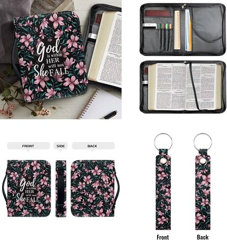 Dog Paws Print Bible Cover for Women Men Teens Girls Boys PU Leather Bible Cover Case Book Carrying Bag with Handle and Pocket Bible Organizer Pen Holder in Saudi Arabia