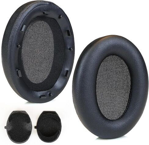 استبدال وسائد الأذن لسماعات الرأس Sony WH-1000XM3 (WH1000XM3) فوق الأذن، وسائد الأذن مع إسفنج ميموري عازل للضوضاء عالي الكثافة، جلد بروتين ناعم - أسود in Kuwait