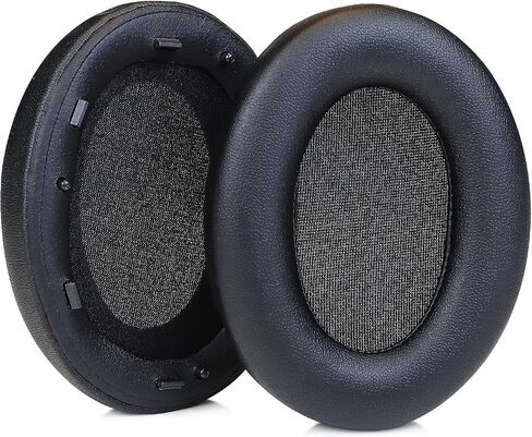استبدال وسائد الأذن لسماعات الرأس Sony WH-1000XM3 (WH1000XM3) فوق الأذن، وسائد الأذن مع إسفنج ميموري عازل للضوضاء عالي الكثافة، جلد بروتين ناعم - أسود in Kuwait