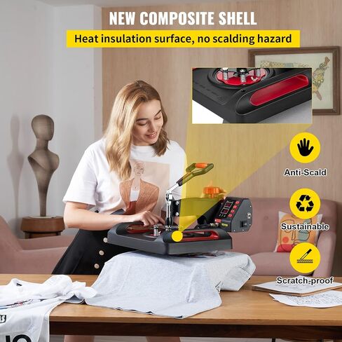 VEVOR Pro Heat Press Machine, 12 x 15 Inches, Fast Heating, 5 in 1 Combo 360 Swing Away Digital Sublimation T-Shirt Vinyl Transfer Printer with Anti-Scald Surface, Hat, Mug, Plate, ETL Listed, Black in Saudi Arabia