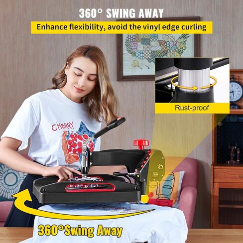 VEVOR Pro Heat Press Machine, 12 x 15 Inches, Fast Heating, 5 in 1 Combo 360 Swing Away Digital Sublimation T-Shirt Vinyl Transfer Printer with Anti-Scald Surface, Hat, Mug, Plate, ETL Listed, Black in Saudi Arabia