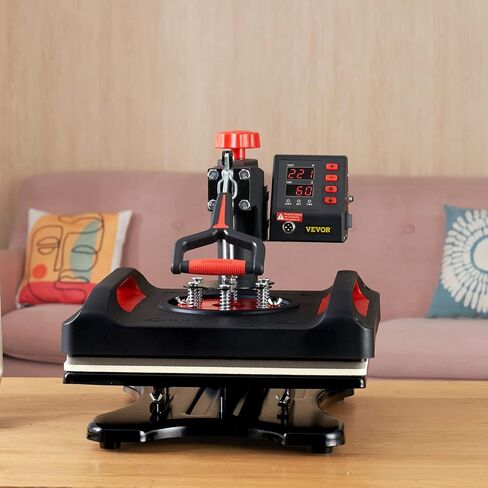 VEVOR Pro Heat Press Machine, 12 x 15 Inches, Fast Heating, 5 in 1 Combo 360 Swing Away Digital Sublimation T-Shirt Vinyl Transfer Printer with Anti-Scald Surface, Hat, Mug, Plate, ETL Listed, Black in Saudi Arabia